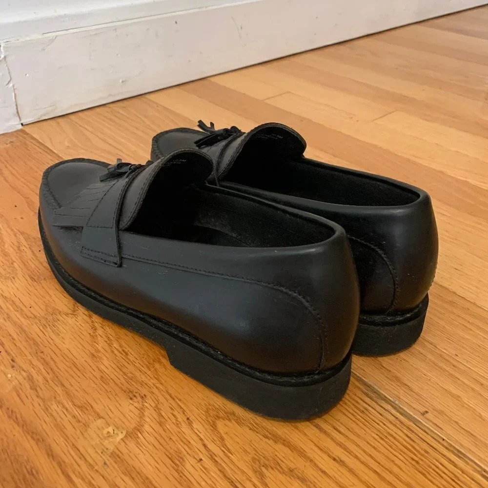 New ROCKPORT Men's Black Leather Loafers w/Tassels